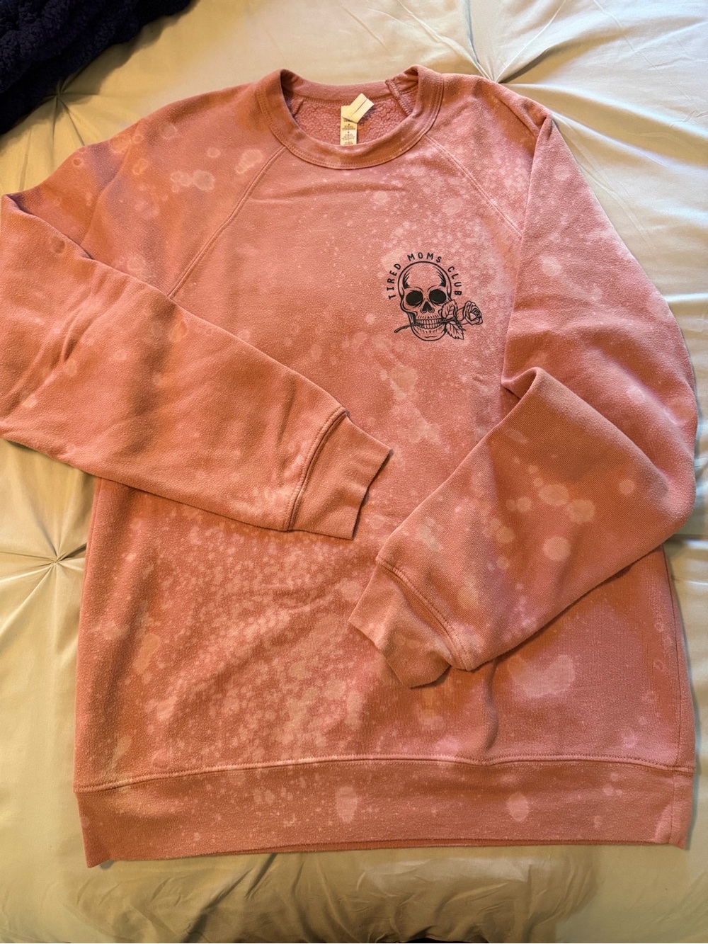 Bella Canvas Coral Tie-Dye Crewneck with Skull & Rose Graphic